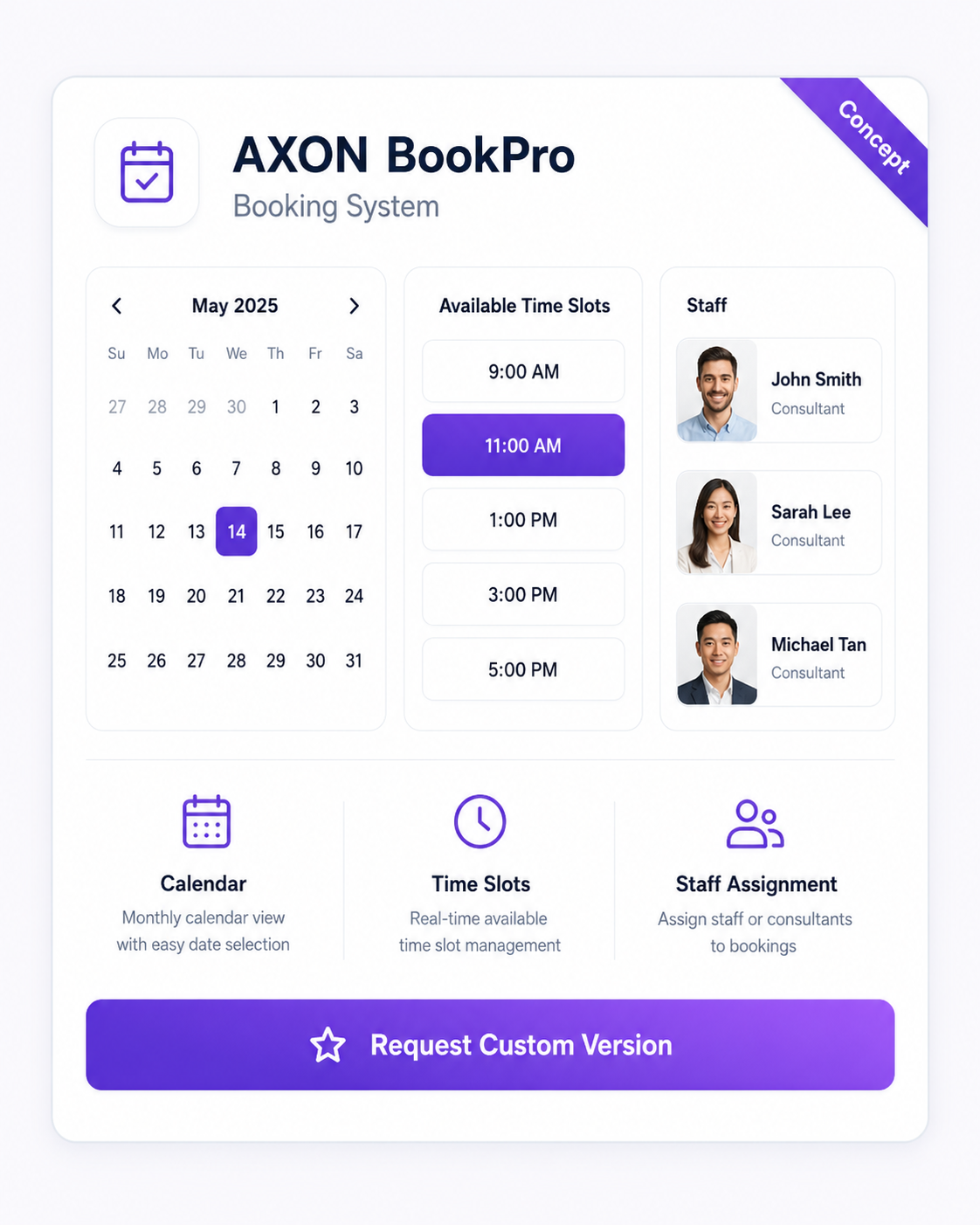 AXON BookPro booking system preview