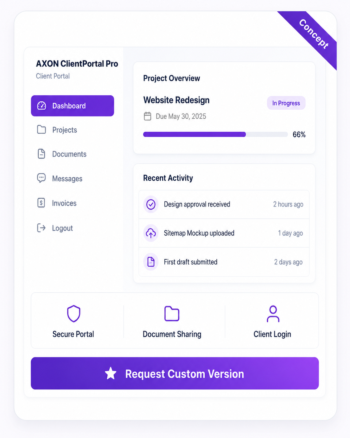 AXON ClientPortal Pro client portal preview